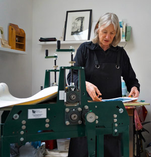Aileen in her studio. Aileen in her studio